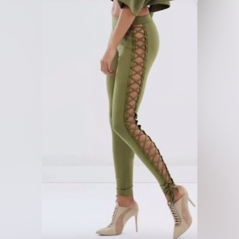 Puma Fenty By Rihanna Leggings Boxing & Bomber Lacing Tight Olive‎ Branch XXS 0